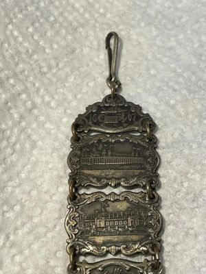 Sale Photo Thumbnail #360: ANTIQUE 1607/1907 JAMESTOWN Ter-Centennial Exposition Silver Watch Fob in Good Preowned Condition. $5 DOMESTIC SHIPPING.