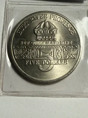 Sale Photo Thumbnail #362: 1991 HUTT RIVER PROVINCE $5 DESERT STORM CHOICE BU COPPER/NICKEL COIN AS PICTURED. $5 DOMESTIC SHIPPING.