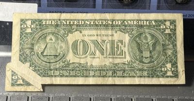 Sale Photo Thumbnail #378: Series of 1985 Federal Reserve Banknote "Corner Gutter Fold Error" in Circulated Condition as Pictured. $5 DOMESTIC SHIPPING.