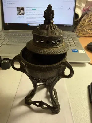 Sale Photo Thumbnail #419: ANTIQUE SCARCE DEPOSE FRENCH INCENSE BURNER/CENSER ART NOUVEAU PERIOD 6.5" TALL AS PICTURED. $7 DOMESTIC SHIPPING.
