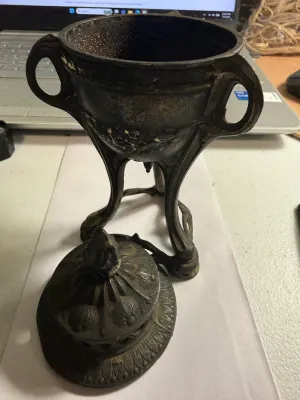 Sale Photo Thumbnail #420: ANTIQUE SCARCE DEPOSE FRENCH INCENSE BURNER/CENSER ART NOUVEAU PERIOD 6.5" TALL AS PICTURED. $7 DOMESTIC SHIPPING.