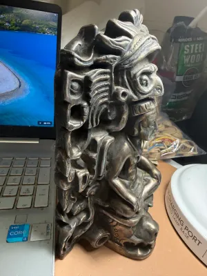 Sale Photo Thumbnail #423: SCARCE MEXICAN TAXCO PINEDA .999 FINE SILVER STATUE NOT SOLID BUT VERY HEAVY FIGURINE AS PICTURED. (8" TALL/4.75" WIDE/3" BASE). I HAVE NO IDEA HOW MUCH SILVER THIS IS MADE OF BUT I IMAGINE AT LEAST 4-5 OUNCES. $15 DOMESTIC SHIPPING.