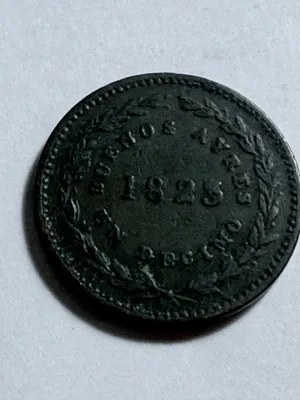 Sale Photo Thumbnail #427: 1823 Argentina Buenos Aires 1 Decimo Real Copper Coin as Pictured. $5 DOMESTIC SHIPPING.