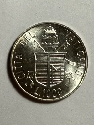 Sale Photo Thumbnail #432: Vatican City 1984 Anno VI-R Silver 1,000 Lire Coin Year of Peace KM-183 Choice BU Condition as Pictured. $5 DOMESTIC SHIPPING.