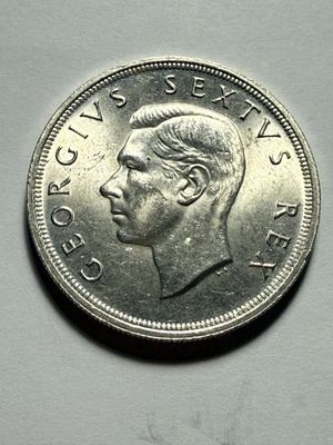 Sale Photo Thumbnail #439: 1952 South Africa George VI 300 Anniversary Cape Town 5 Shilling Silver Coin Unc as Pictured #283. $5 DOMESTIC SHIPPING.