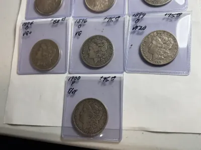 Sale Photo Thumbnail #454: 10 NICE CIRCULATED CONDITION EARLY DATE MORGAN SILVER DOLLARS RECEIVE ALL AS PICTURED. $5 DOMESTIC SHIPPING.