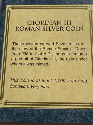 Sale Photo Thumbnail #463: Roman AR Denarius Emp. Gordian III (238-244 AD) Silver Coin (Nickel Size) as Pictured. $5 DOMESTIC SHIPPING.
