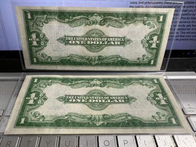 Sale Photo Thumbnail #469: Series of 1923 (2) $1 Consecutive Number Silver Certificates in UNC Condition- Large Horse Blanket Banknotes as Pictured. $5 DOMESTIC SHIPPING.