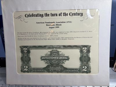 Sale Photo Thumbnail #474: 1999 ANA ROSEMONT, ILLINOIS $2 SOUVENIR SHOW CURRENCY CARD IN ORIGINAL ENVELOPE AS PICTURED. $5 DOMESTIC SHIPPING,