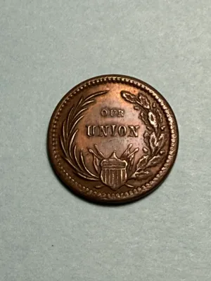 Sale Photo Thumbnail #545: 1863 FEDERAL UNION~MUST BE PRESERVED CIVIL WAR TOKEN in NICE AU CONDITION AS PICTURED. $5 DOMESTIC SHIPPING.