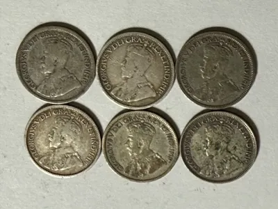 Sale Photo Thumbnail #549: (6) CANADA EARLY 20TH CENTURY CIRCULATED SILVER TEN CENT PIECES AS PICTURED. $5 DOMESTIC SHIPPING.