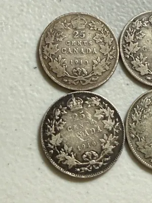 Sale Photo Thumbnail #552: (4) CANADIAN EARLY DATE SILVER QUARTERS AS PICTURED. $5 DOMESTIC SHIPPING.