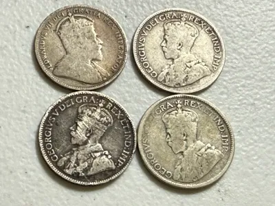 Sale Photo Thumbnail #551: (4) CANADIAN EARLY DATE SILVER QUARTERS AS PICTURED. $5 DOMESTIC SHIPPING.