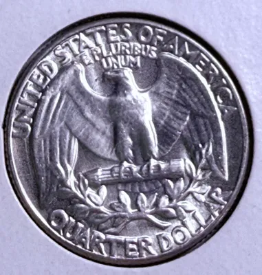 Sale Photo Thumbnail #574: 1960-P BU CONDITION TYPE "B" REVERSE WASHINGTON SILVER QUARTER AS PICTURED. $5 DOMESTIC SHIPPING.