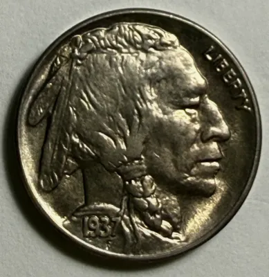 Sale Photo Thumbnail #575: 1937-S CHOICE BU CONDITION TONED BUFFALO NICKEL AS PICTURED. $5 DOMESTIC SHIPPING.