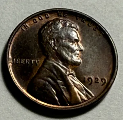 Sale Photo Thumbnail #579: 1929-P CHOICE UNCIRCULATED BROWN CONDITION LINCOLN CENT AS PICTURED. $5 DOMESTIC SHIPPING.