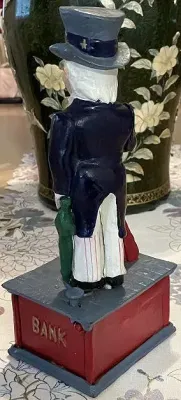 Sale Photo Thumbnail #595: Uncle Sam Mechanical Bank Reproduction in VG Working Order as Pictured. $15 Domestic Shipping.