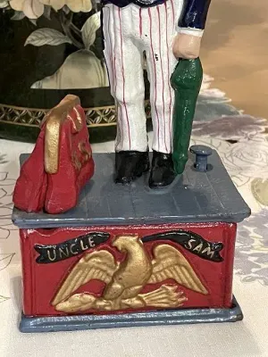Sale Photo Thumbnail #594: Uncle Sam Mechanical Bank Reproduction in VG Working Order as Pictured. $15 Domestic Shipping.