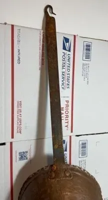 Sale Photo Thumbnail #618: Antique Middle 1800's Copper w/Steel Handle Fireplace Ash Shovel 27" Tall Preowned from an Estate as Pictured. $15 Domestic Shipping.