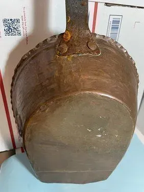 Sale Photo Thumbnail #617: Antique Middle 1800's Copper w/Steel Handle Fireplace Ash Shovel 27" Tall Preowned from an Estate as Pictured. $15 Domestic Shipping.