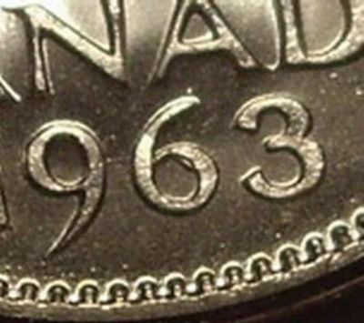 Sale Photo Thumbnail #621: Canada Elizabeth II 1963 (Eye In 6 Error Variety) Five Cents Roll of 40 Coins in Nice Uncirculated Condition. $5 DOMESTIC INHOUSE SHIPPING.