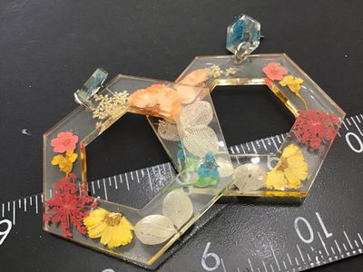 Acrylic Like Dried Floral Statement Earrings