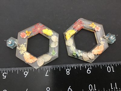 Acrylic Like Dried Floral Statement Earrings
