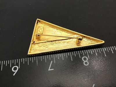 Signed Abstract Rhinestone Enamel Brooch