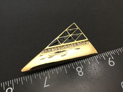 Signed Abstract Rhinestone Enamel Brooch