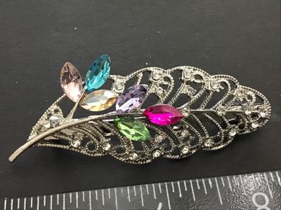 France Barrette Signed Rhinestone