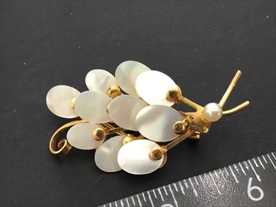 Beautiful Vintage Shell Gold Tone Brooch