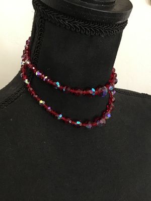 Red Glass Choker Necklace Beatiful Clasp Vintage