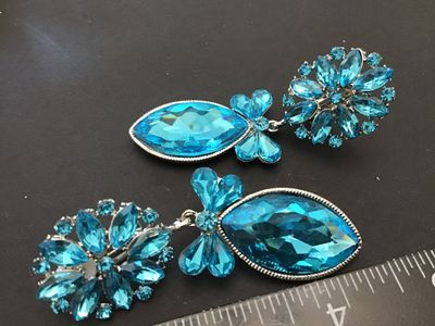 Aqua Blue Glass Statement Earrings