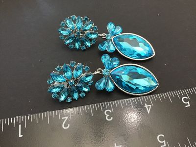 Aqua Blue Glass Statement Earrings