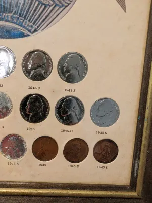 "Wartime Coinage" Framed U.S. Coin Set
