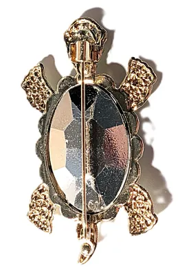**NEW ARRIVAL** TURTLE BROOCH (2¼" x 1½") with "Emerald" Green Shell, LIME GREEN Body Stones, Black Eyes and...