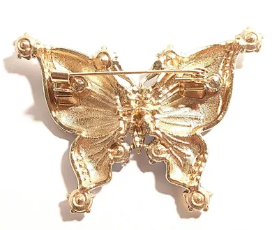 **NEW ARRIVAL** PINK & BLUE Enameled "Swallowtail" BUTTERFLY BROOCH (2½" x 2") with Clear Stones...
