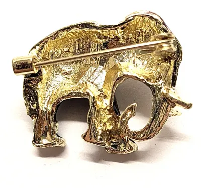 **NEW ARRIVAL** Small PURPLE & BLACK ELEPHANT BROOCH (1" x 1") with Purple Cover ("Caparison"), Gold Ear &...