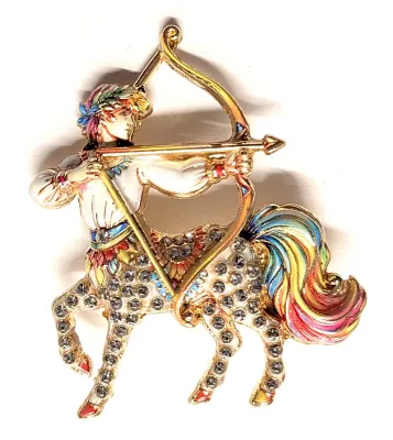 **NEW ARRIVAL** Ceramic-Style Multicolored "CENTAUR and BOW & ARROW" BROOCH (2" x 1½") with Colorful Tail and...