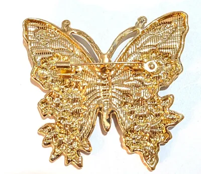 **NEW ARRIVAL** Ceramic ORANGE, WHITE & BLUE SKULL BUTTERFLY BROOCH (2" x 2") with 2 SKULLS on the Upper Wings, Iridescent...