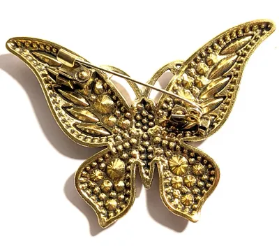 **NEW ARRIVAL** LAVENDER BUTTERFLY BROOCH (2¾" x 1¾") with Lavender "Slender Marquise Cut" Accent Stones, Black Eyes...