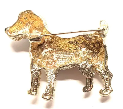 **NEW ARRIVAL** All Jeweled BLUE EAR DOG BROOCH (1½" x 1¼") with Black Nose, Gold Paws and Blue "Saddle" on a Gold...