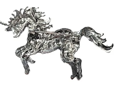 **NEW ARRIVAL** Large Jeweled Translucent "PINK, BLUE & GREEN STONES UNICORN BROOCH (3¼" x 2") with Silver Mane &...