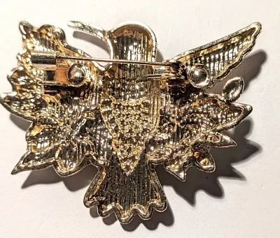 **NEW ARRIVAL** YELLOW Ceramic Styled HUMMINGBIRD BROOCH (1¾" x 1½") with Blue Flowers and Wings Out-Stretched on a Gold Tone...