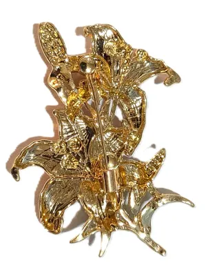 **NEW ARRIVAL** Bejeweled Enameled PINK & WHITE FLOWERS SPRAY BROOCH (2" x 1½") with 2 Flowers, Green Jeweled Stem and...