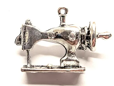 **NEW ARRIVAL** Small Old Fashioned Silver Colored SEWING MACHINE BROOCH (1⅛" x 1") on a Silver Tone Setting