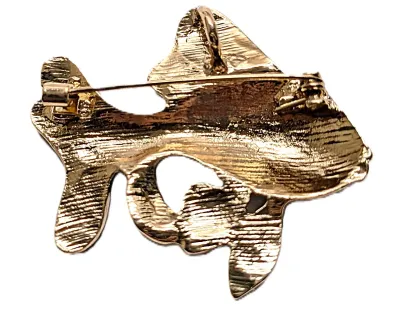 **NEW ARRIVAL** AQUAMARINE STRIPED Enameled "FLOWING FINS" FISH BROOCH (2" x 1¾") with Purple and Aquamarine Fins,...
