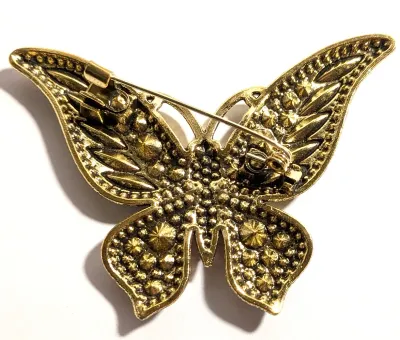 **NEW ARRIVAL** MULTICOLOR BUTTERFLY BROOCH (2¾" x 1¾") with Blue, Lavender & Red "Slender Marquise Cut" Accent...