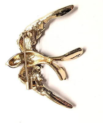 **NEW ARRIVAL** Jeweled Enameled PURPLE "SWIFT-STYLE BIRD BROOCH (2" x 1½") with Jeweled Body + Purple & White Wings...
