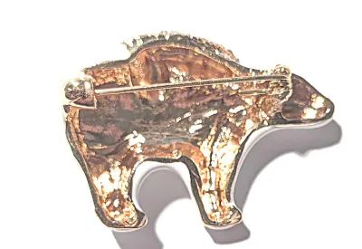 **NEW ARRIVAL** Petite Enameled "POLAR BEAR & BABY" BROOCH (1½" x 1") with Jeweled Baby Bear on a Rose Gold Tone...